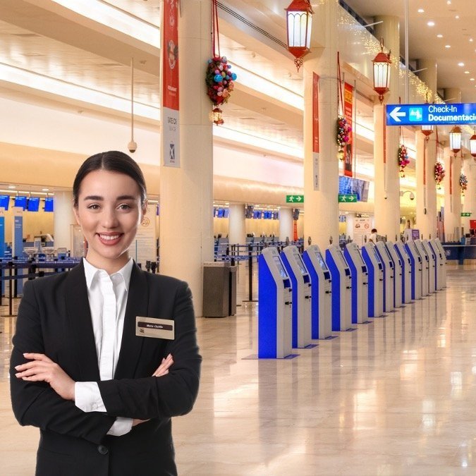 Istanbul Airport Check-in & Fast Track Assistance - İstanbul Meet and Greet Services Professional airport agent at an Istanbul Airport check-in counter, ready to provide fast track and VIP meet and greet assistance.