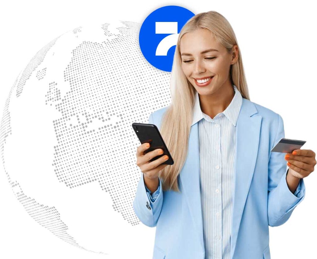 A customer easily booking her Istanbul airport assistance service online via smartphone with a credit card for secure payment.